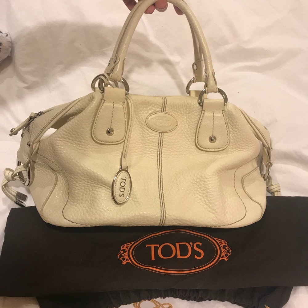 Cream Tod’s Leather Handbag Satchel Made In Italy